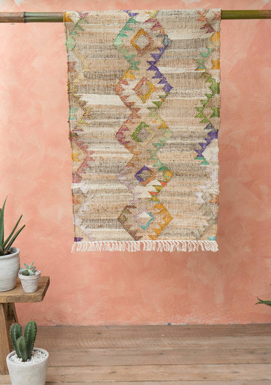 Harini puuvilla/hamppu kilim-matto, 75 X 135Cm - käsintehty kilim-matto - 40% hamppu, 30% puuvilla, 30% kierrätetty puuvilla – Namaste