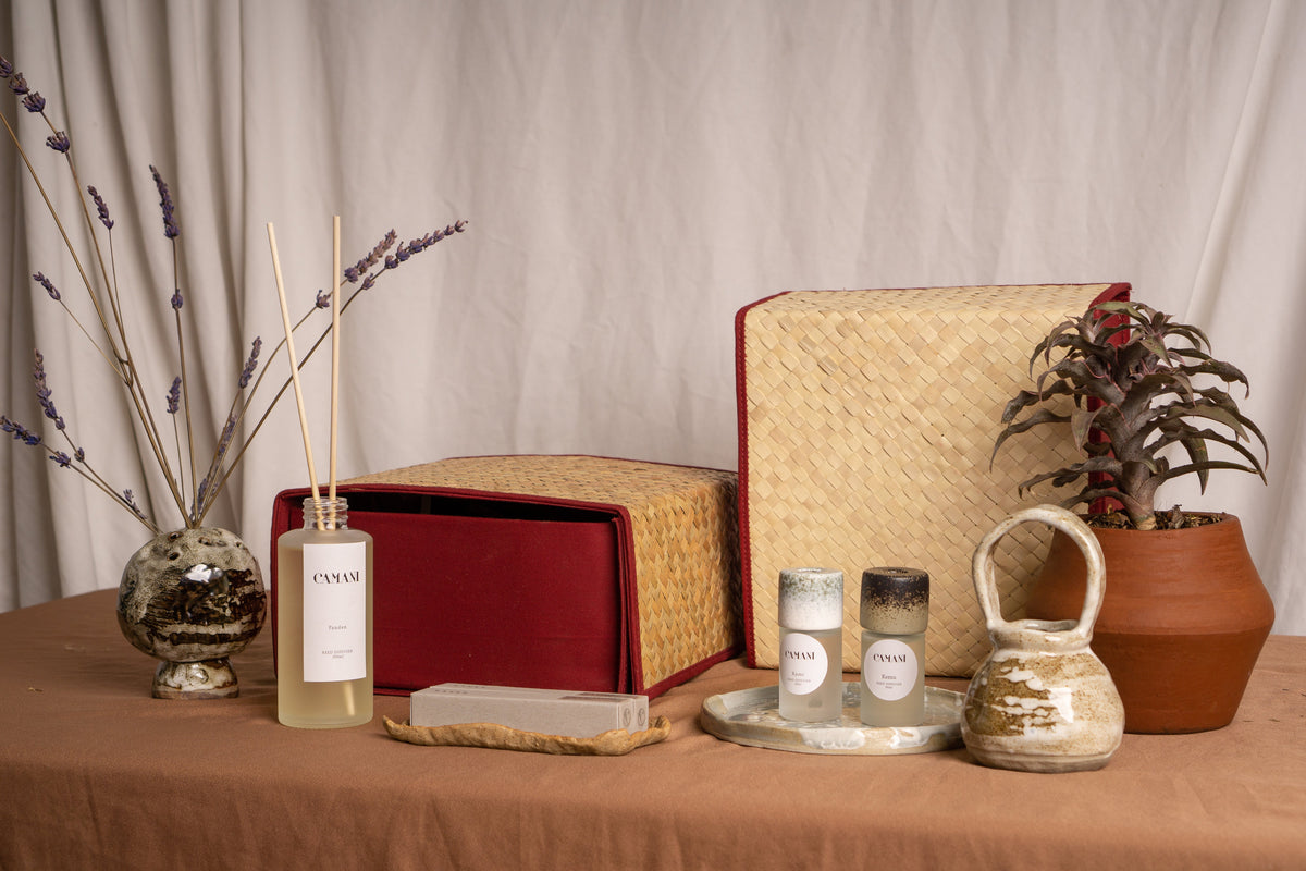 Taitettava Purun-laatikko - viininpunainen - Du Anyam - RAUHA Crafts