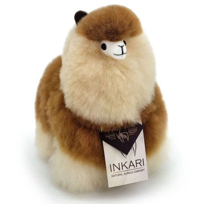 Moccachino INKARI Natural alpaca stuffed animal — small 23 cm size, soft fluffy alpaca wool