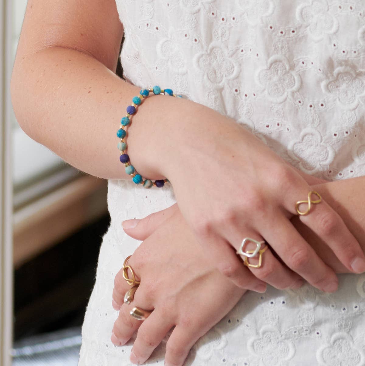 Dotted Kantha Azure Bracelet