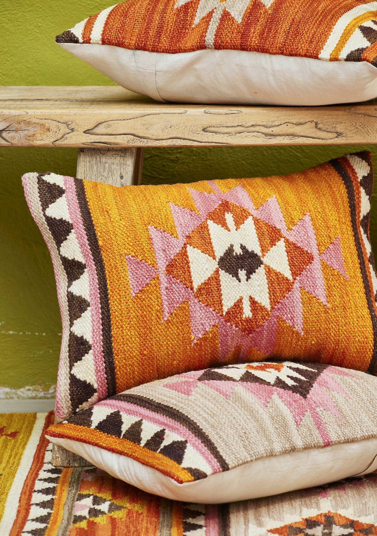 Kunduz Hand loom Kilim Cushion Cover 35x50cm - handmade pillow - 80% wool &amp; 20% cotton by Namaste