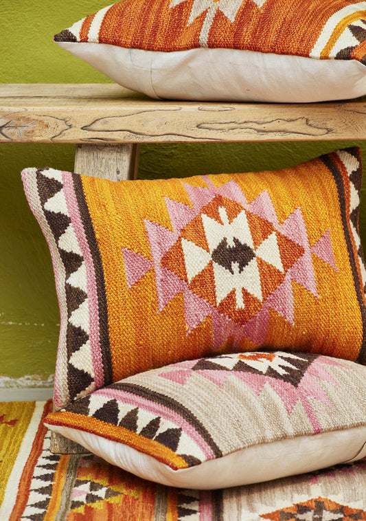 Kunduz Hand loom Kilim Cushion Cover 35x50cm - handmade pillow - 80% wool &amp; 20% cotton by Namaste