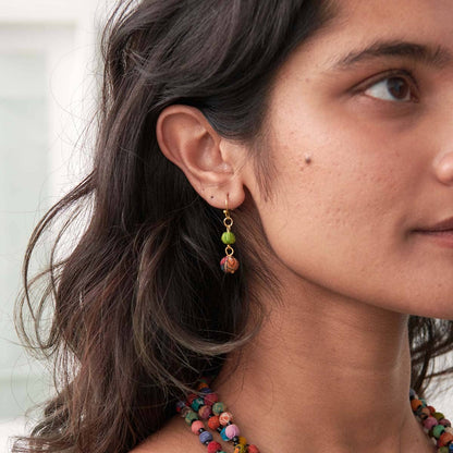 Kantha dubbla droppörhängen