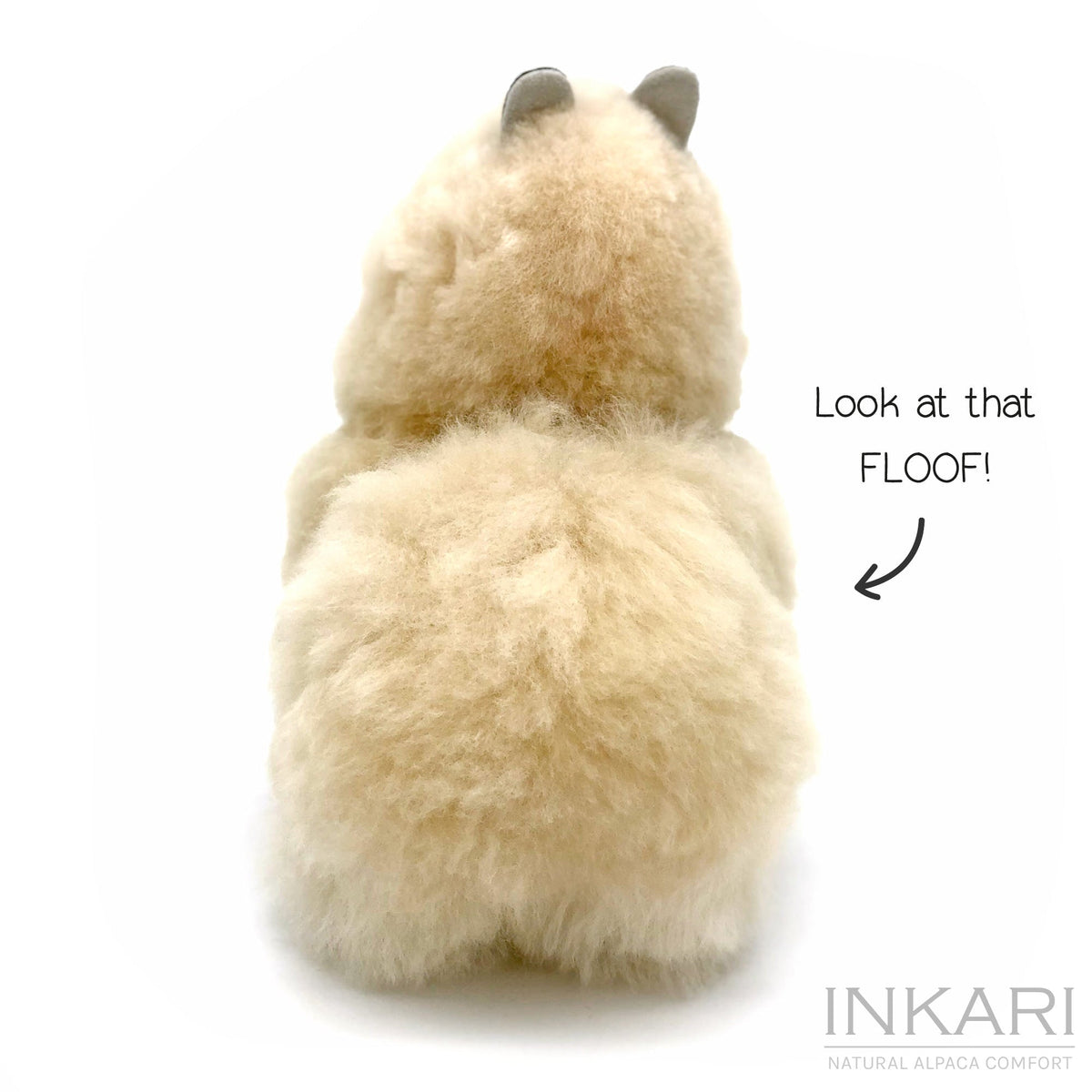 Blond INKARI Natural gosedjur i alpackaull — litet, 23 cm, mjuk och fluffig