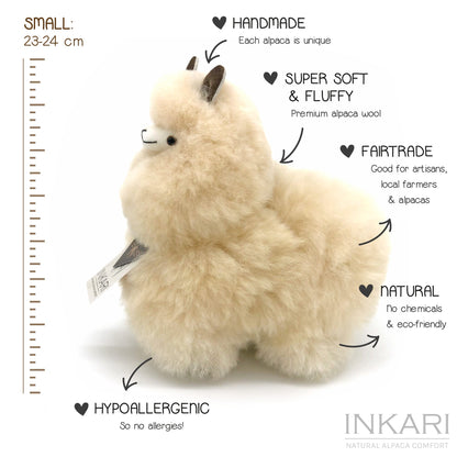 Blont INKARI Natural alpacka-gosedjur — storlek medium, 32 cm, handgjort i Peru