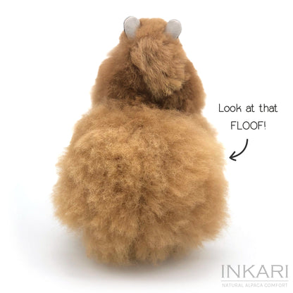 Hazelnut INKARI Natural alpaca stuffed animal — small 23 cm size, soft fluffy alpaca wool