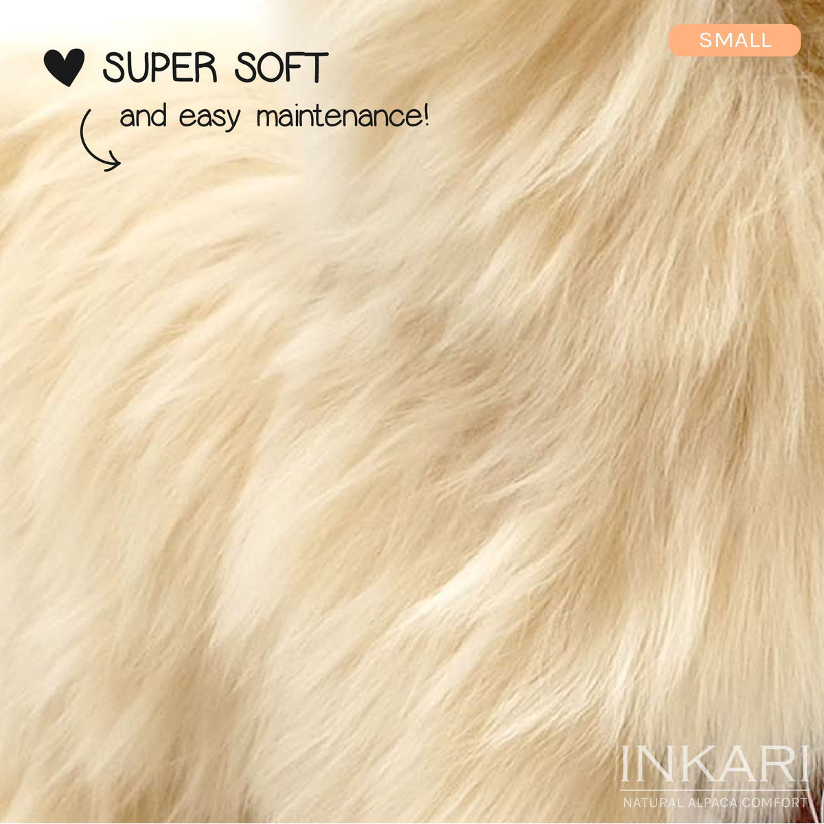 Sahara INKARI Suri Naturals alpaca stuffed animal — medium 32 cm size, handcrafted in Peru