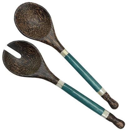 Capiz & palmupuusta valmistetut pienet salaattitarjoilimet, teal-Balizen by zen zen garden home-RAUHA Crafts