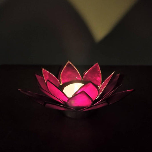 Capiz-tuikkulyhty | Lotus - punainen-RAUHA Crafts-RAUHA Crafts