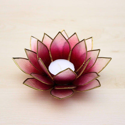 Capiz värmeljushållare | Lotus - Röd/Naturlig-RAUHA Crafts-RAUHA Crafts