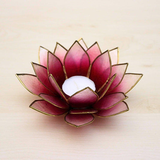 Capiz tuikkukynttilänpidike | Lotus - Punainen/Luonnonväri-RAUHA Crafts-RAUHA Crafts