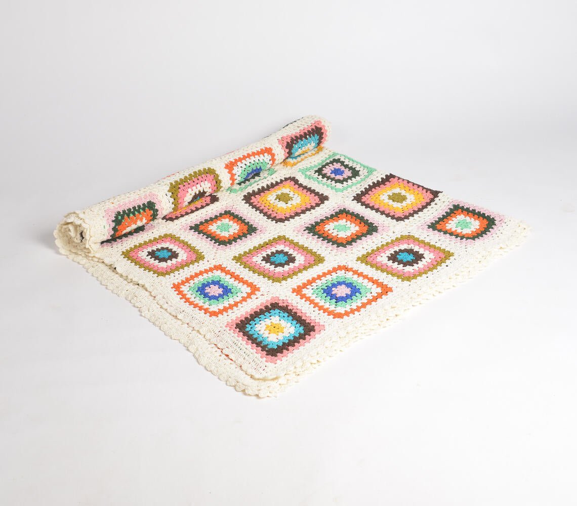 Virkat flerfärgat mormorsrutefilt-RAUHA Crafts-RAUHA Crafts