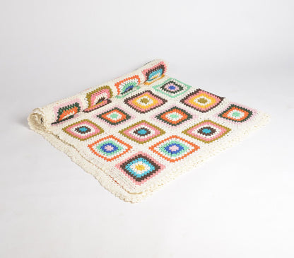 Virkat flerfärgat mormorsrutefilt-RAUHA Crafts-RAUHA Crafts