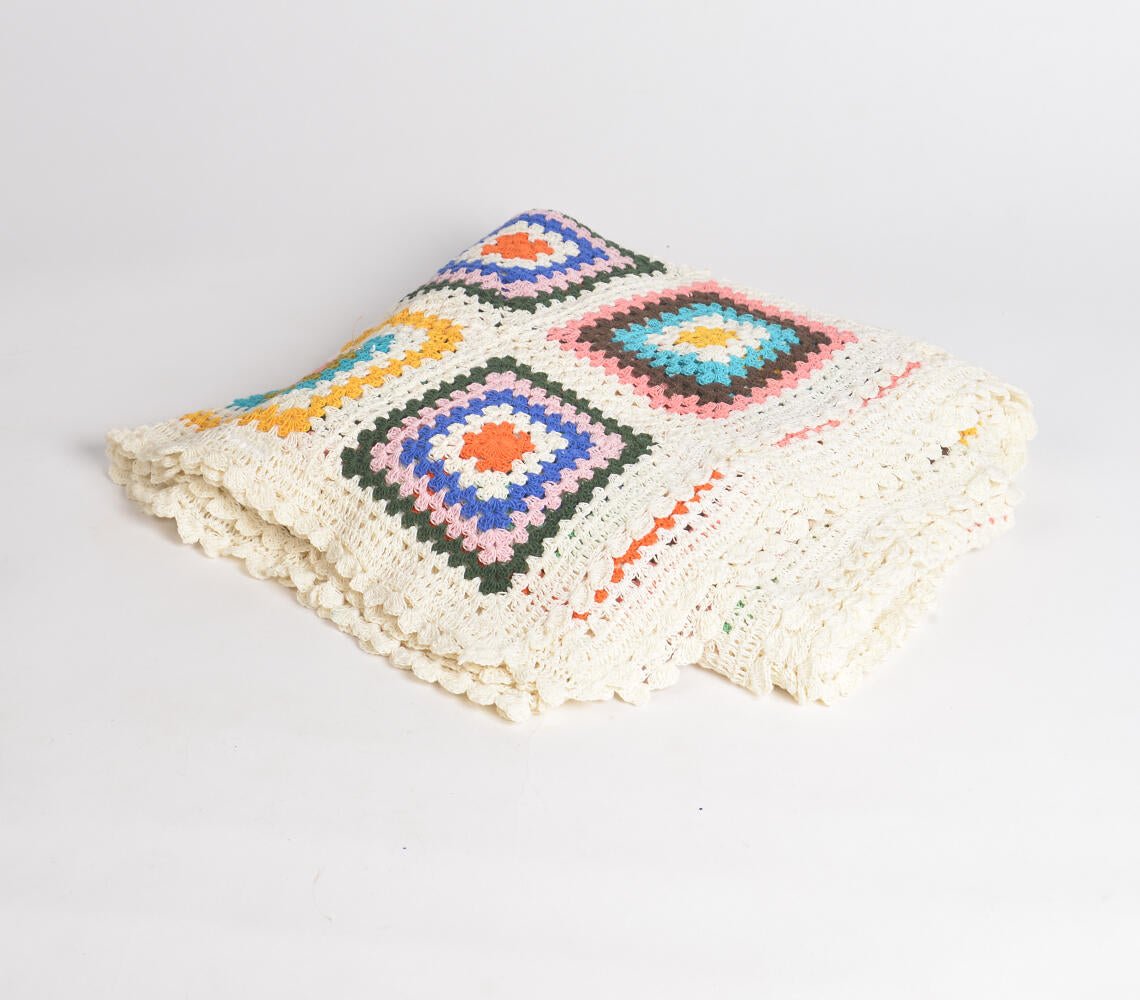 Virkat flerfärgat mormorsrutefilt-RAUHA Crafts-RAUHA Crafts