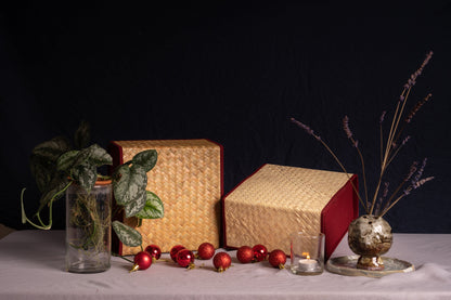 Taitettava Purun-laatikko - viininpunainen - Du Anyam - RAUHA Crafts