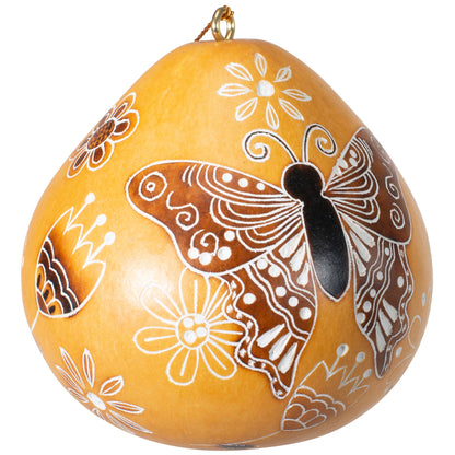 Butterfly Doodle-kalebass med mörk snidad fjäril