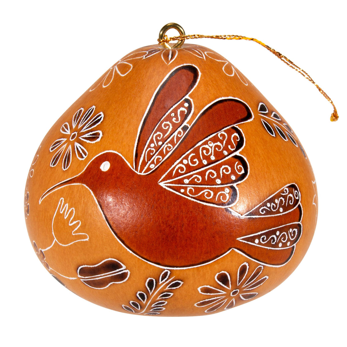 Hummingbird Doodle-kalebassdekoration i naturorange