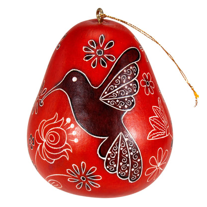Röd Hummingbird Doodle-kalebassdekoration