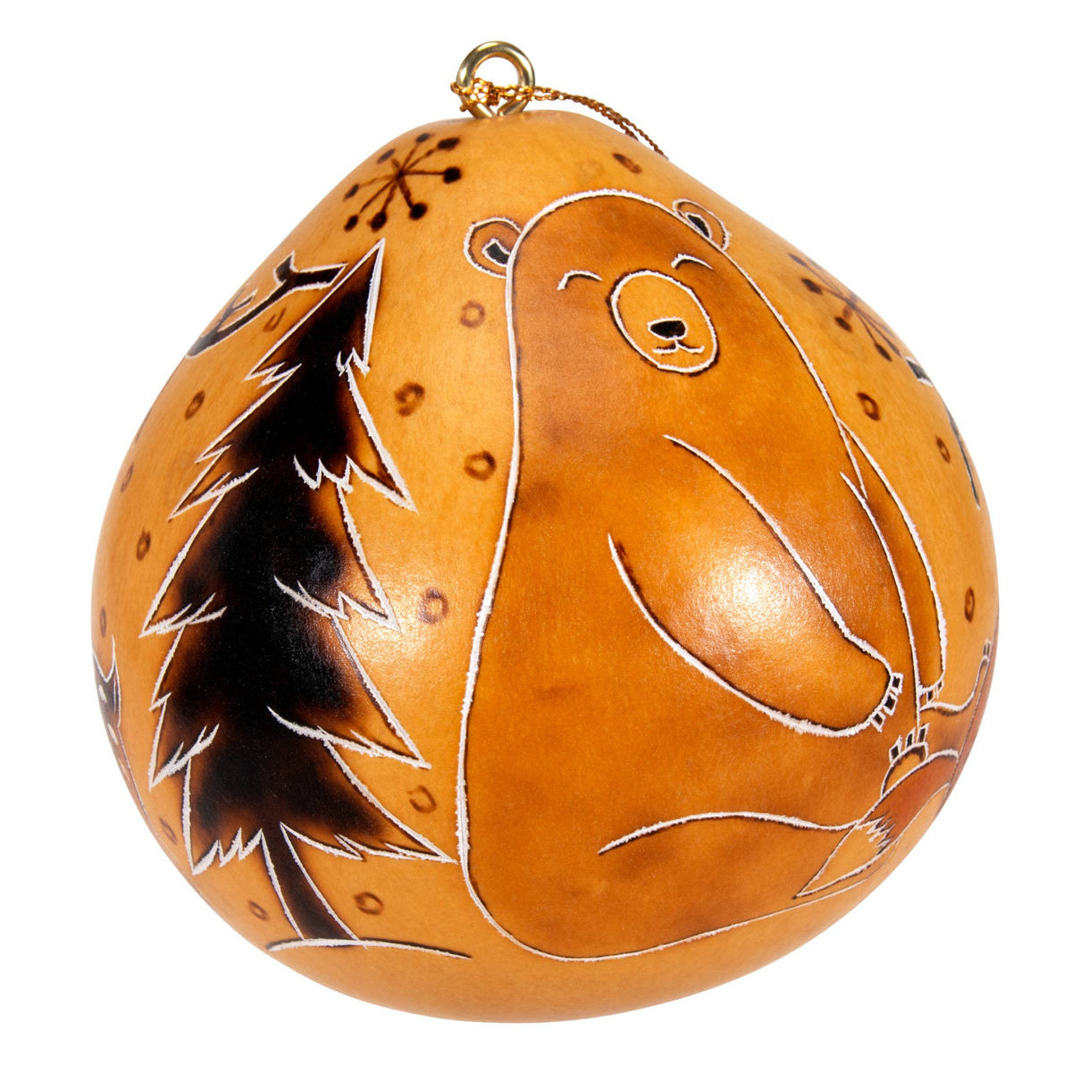 Kalebassi-koriste | Lumiukko metsässä-Lucuma Designs-RAUHA Crafts