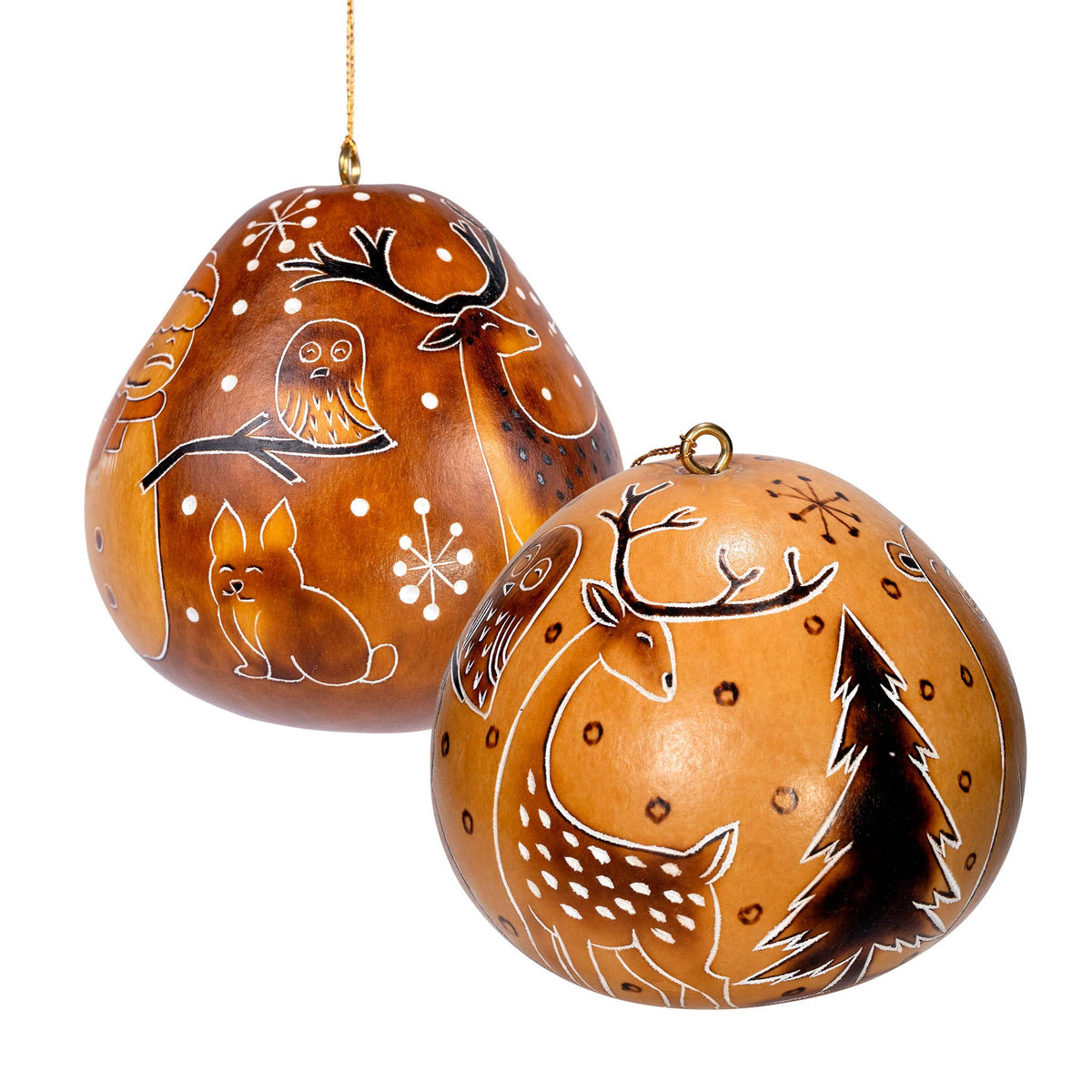 Kalebassi-koriste | Lumiukko metsässä-Lucuma Designs-RAUHA Crafts