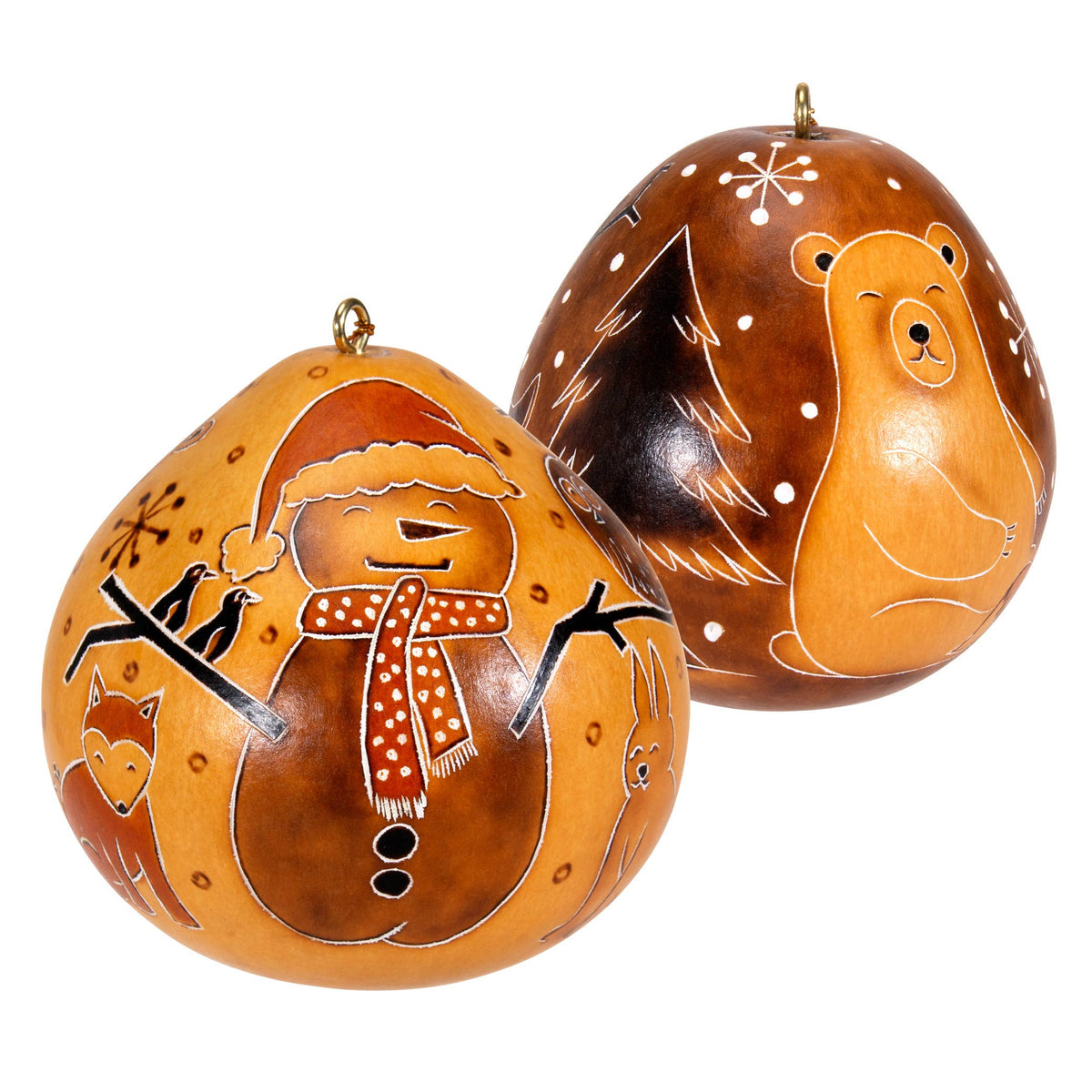 Kalebassi-koriste | Lumiukko metsässä-Lucuma Designs-RAUHA Crafts