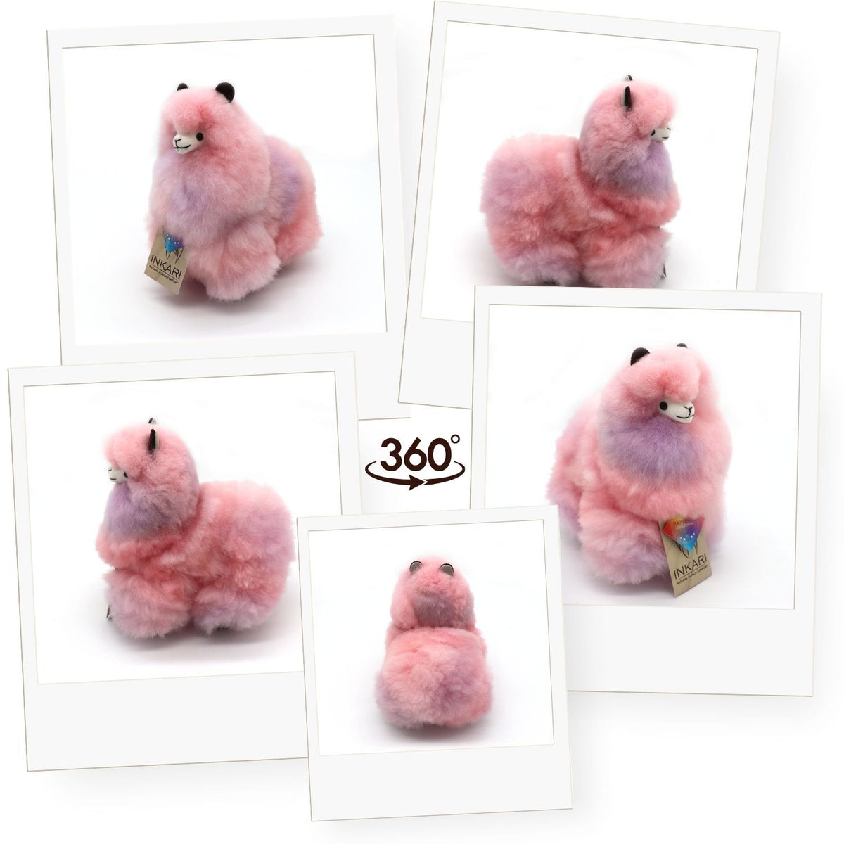 Lotus INKARI Rainbow alpackagosedjur — litet 23 cm, mjuk och fluffig alpackaull