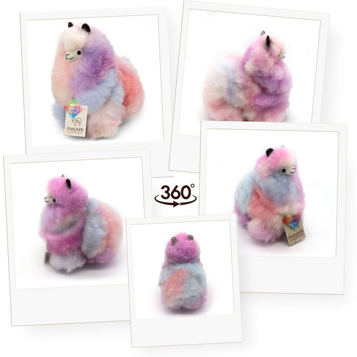 Galaxy INKARI Rainbow alpackagosedjur — storlek medium 32 cm, handgjort i Peru