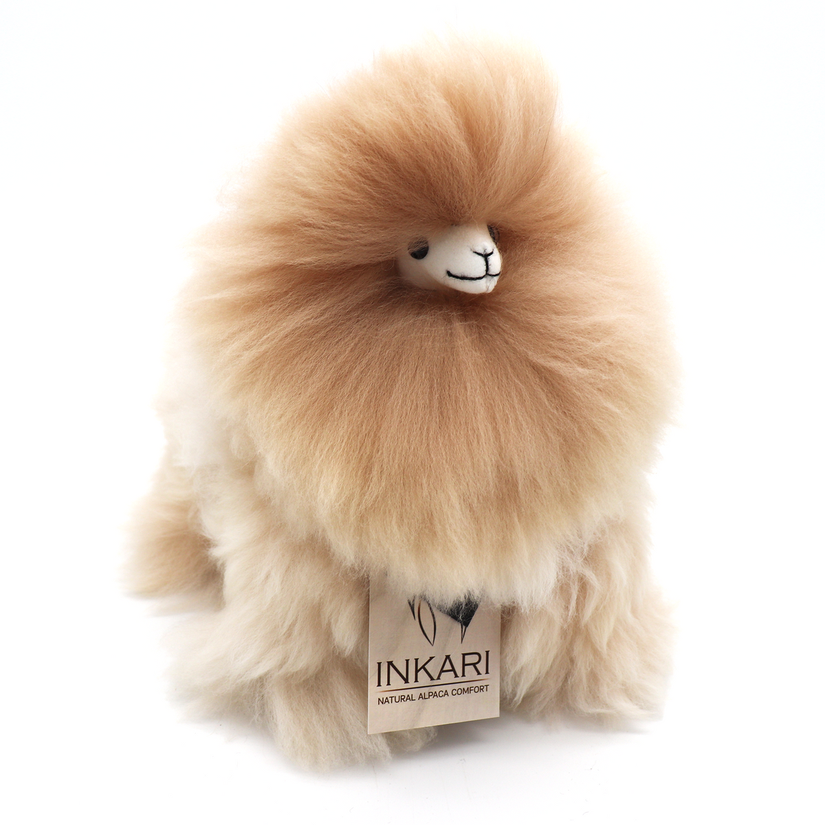 Sandstone INKARI Monsterfluff alpacka-gosedjur — liten 23 cm storlek, mjuk och fluffig alpackaull