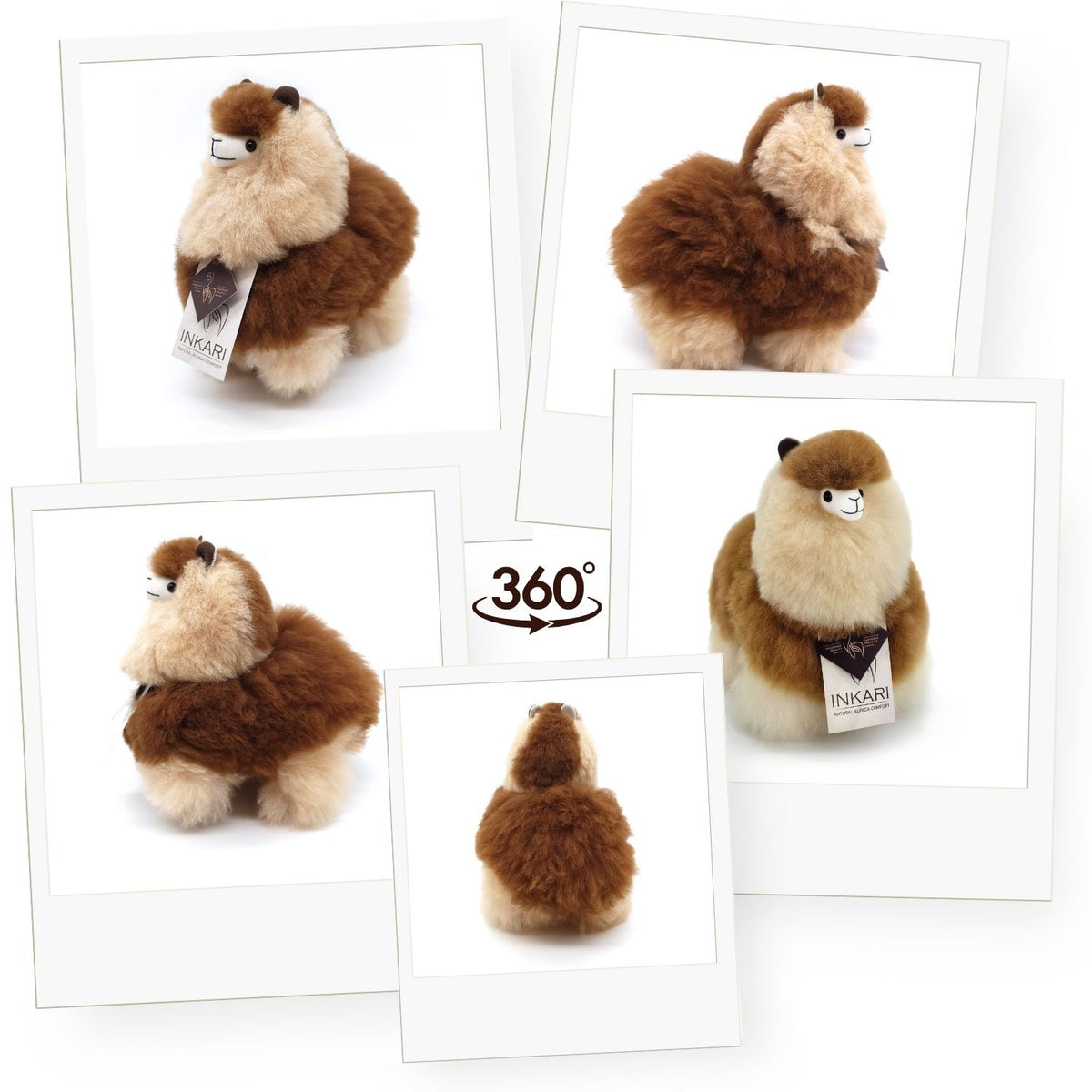 Moccachino INKARI Natural alpaca stuffed animal — medium 32 cm size, handcrafted in Peru