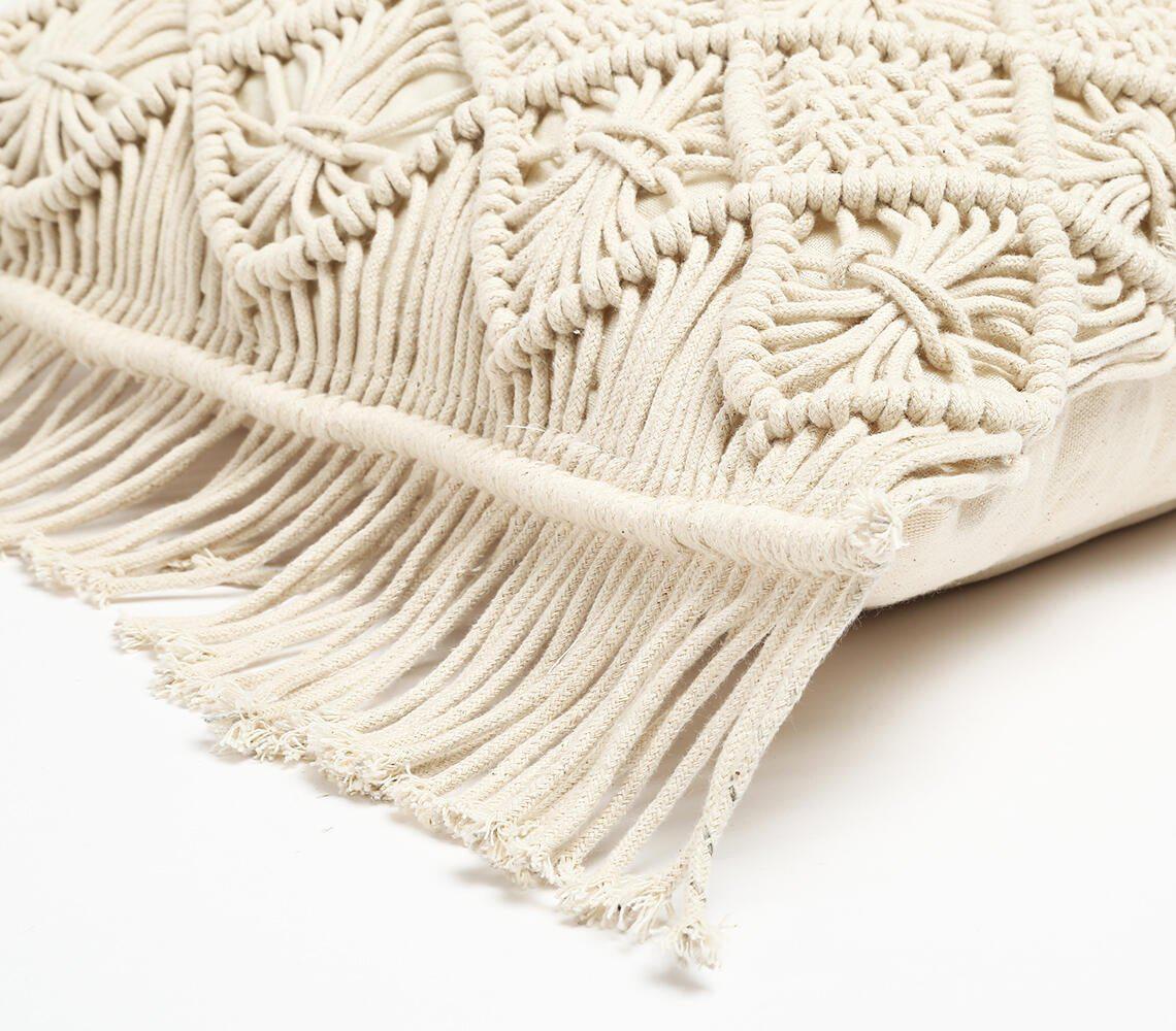 Macramé-hapsuinen neliötyynynpäällinen | Diamond Mix-RAUHA Crafts-RAUHA Crafts