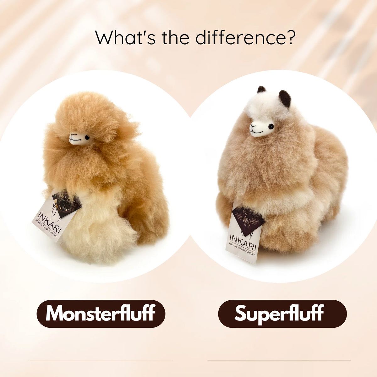 Sandstone INKARI Monsterfluff alpacka-gosedjur — sidovy som visar fluffig man och naturlig ulldetalj