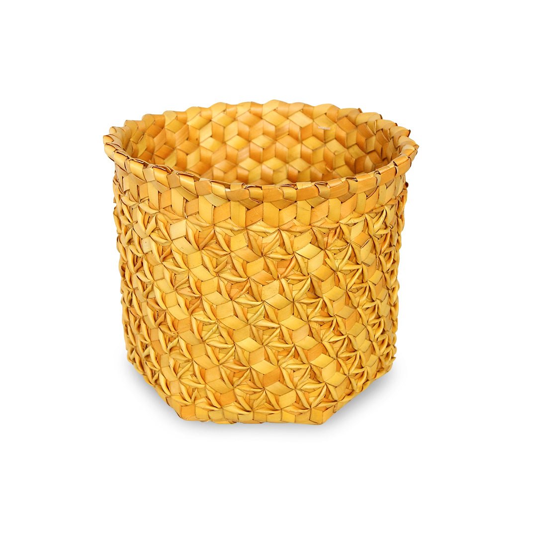 Gul Sobe Turmeric förvaringskorg i palmblad