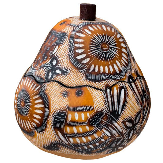 Pieni kaiverrettu kalebassi | Pitsi-lintulaatikko-Kalebassi-mini-laatikko-Lucuma Designs-RAUHA Crafts