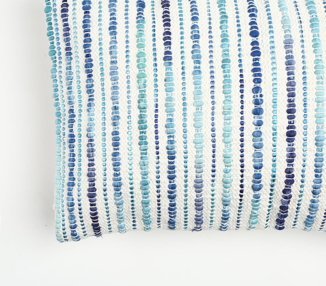 Raidallinen, teksturoitu suorakaiteenmuotoinen tyynynpäällinen - sininen-RAUHA Crafts-RAUHA Crafts
