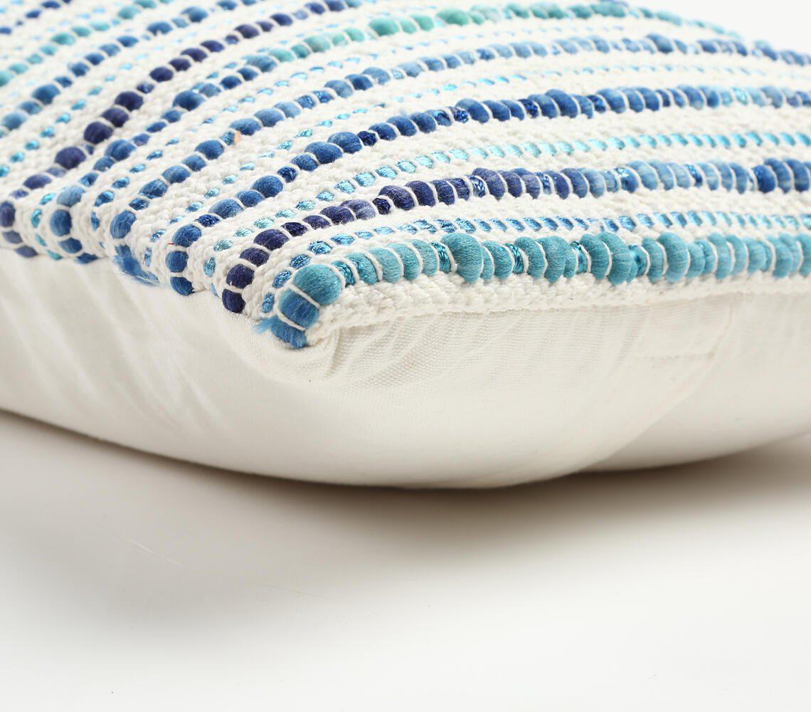 Raidallinen, teksturoitu suorakaiteenmuotoinen tyynynpäällinen - sininen-RAUHA Crafts-RAUHA Crafts