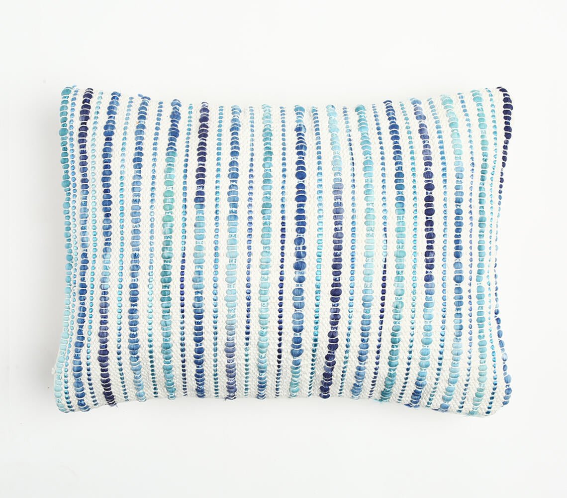 Raidallinen, teksturoitu suorakaiteenmuotoinen tyynynpäällinen - sininen-RAUHA Crafts-RAUHA Crafts