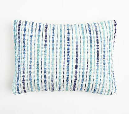Raidallinen, teksturoitu suorakaiteenmuotoinen tyynynpäällinen - sininen-RAUHA Crafts-RAUHA Crafts