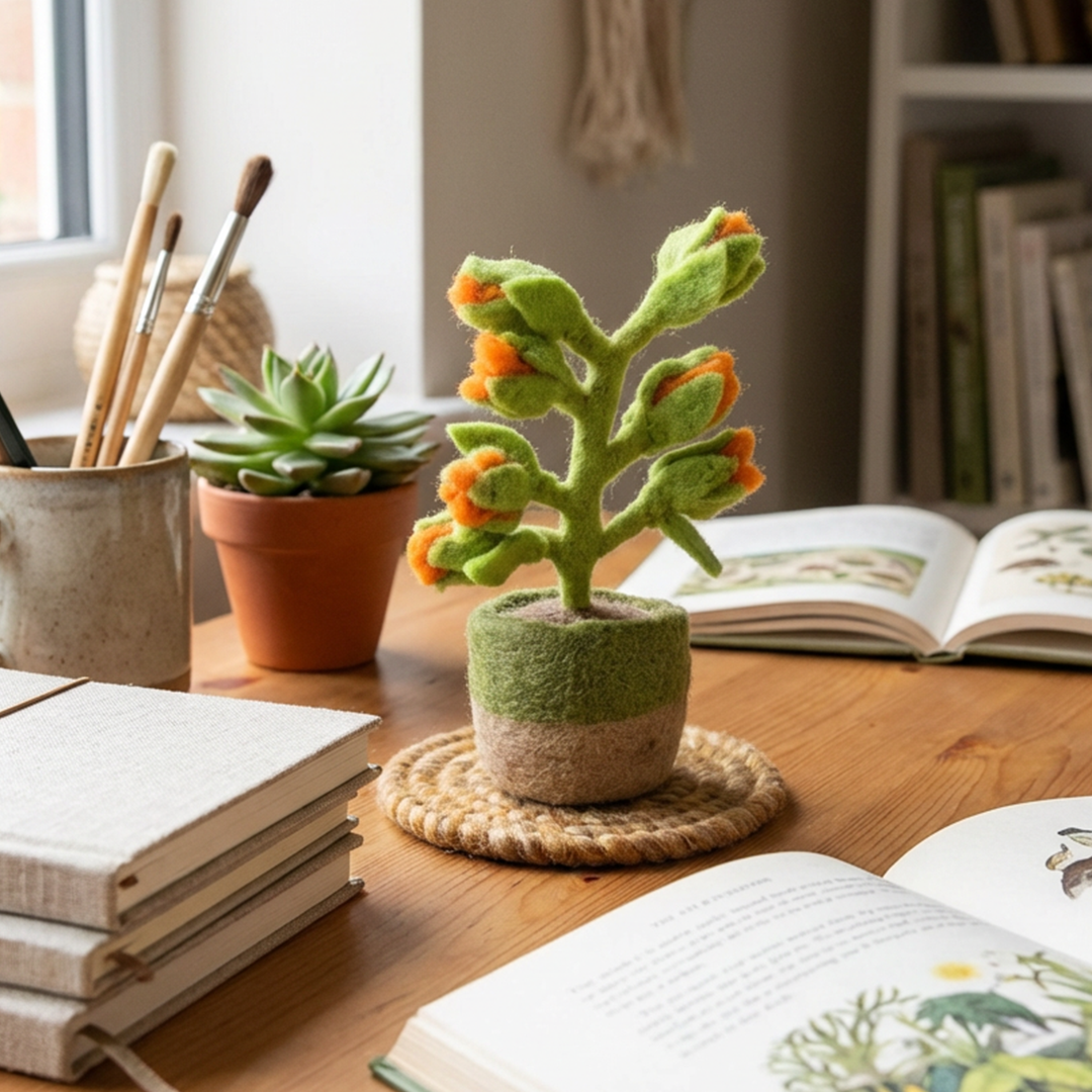 Felt Happy Houseplants Artificial Plant Cactus - handmade felt decoration - 100% wool by Felt So Good