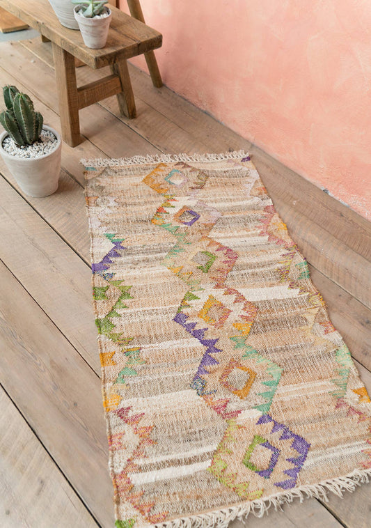 Harini puuvilla/hamppu kilim-matto, 75 X 135Cm - käsintehty kilim-matto - 40% hamppu, 30% puuvilla, 30% kierrätetty puuvilla – Namaste