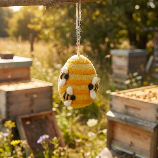 Felt Busy Beehive -riipuskoriste - käsintehty huopakoriste - 100% villaa, Felt So Good